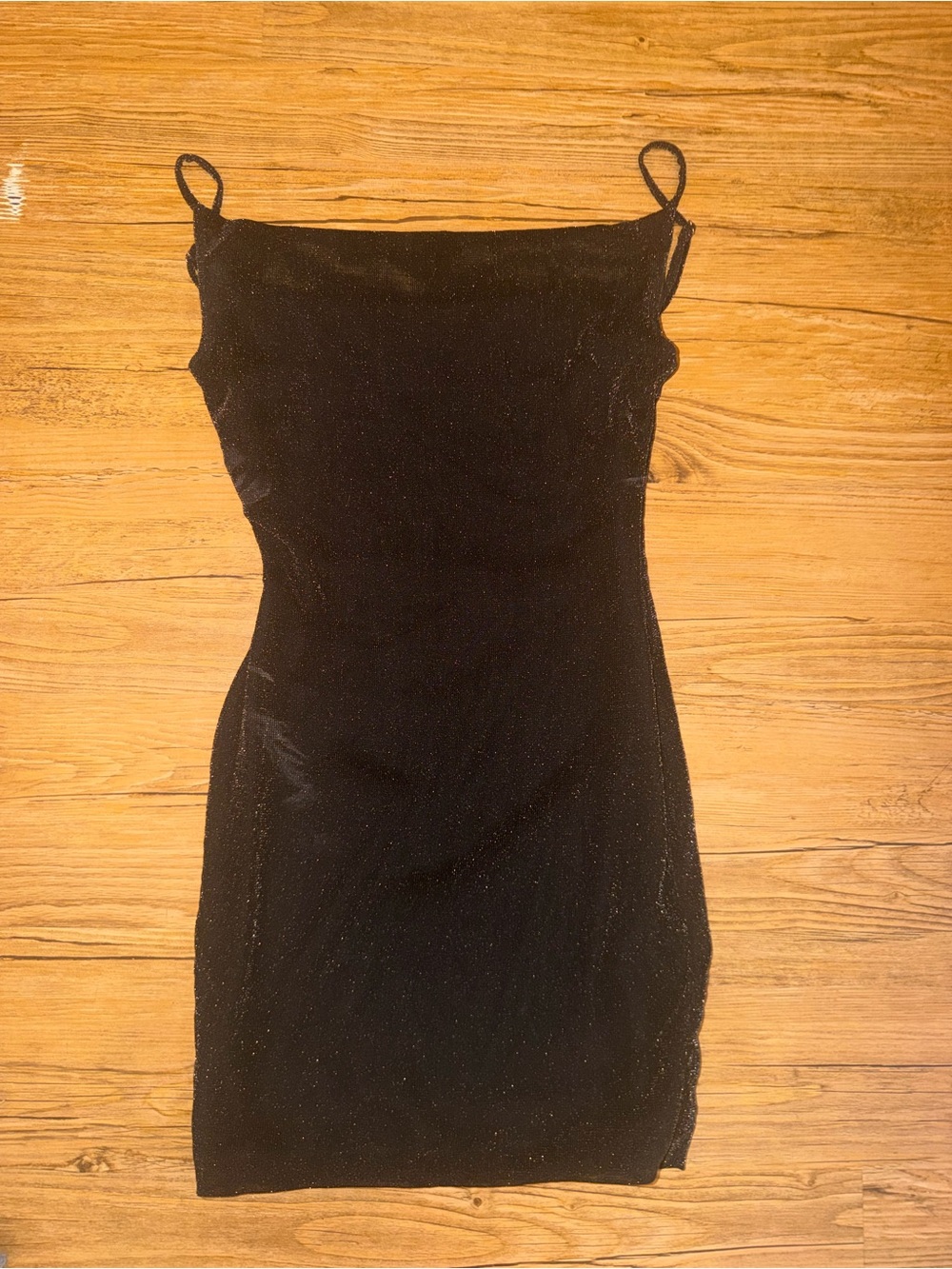 Hello Molly Black Sparkle Slip Dress with Spaghetti Straps